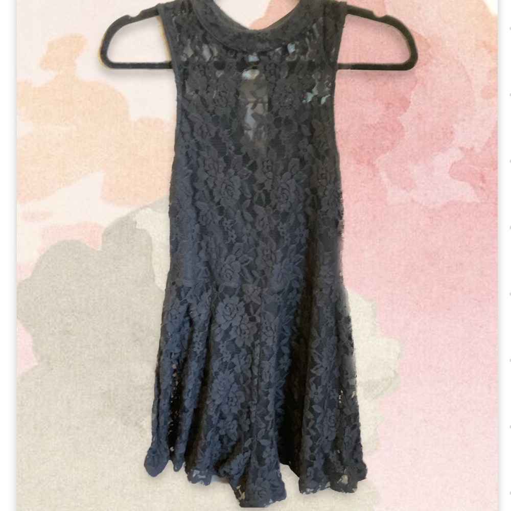 She + Sky Black Lace Romper/Dress